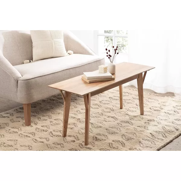 Kate and Laurel McCutcheon MidCentury Rectangle Wooden Bench 42 x 14 x 18 Natural Brown Living Room Wood Bench for Display Seating and Storage OptionsNatural