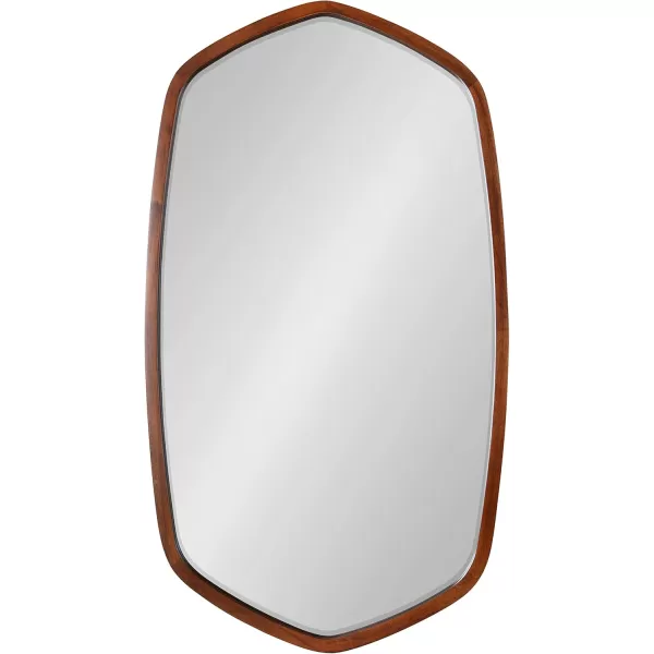 Kate and Laurel McLean Modern Wood Framed Oblong Hexagon Wall Mirror 26 x 30 Walnut Brown Decorative Geometric Mirror for Wall