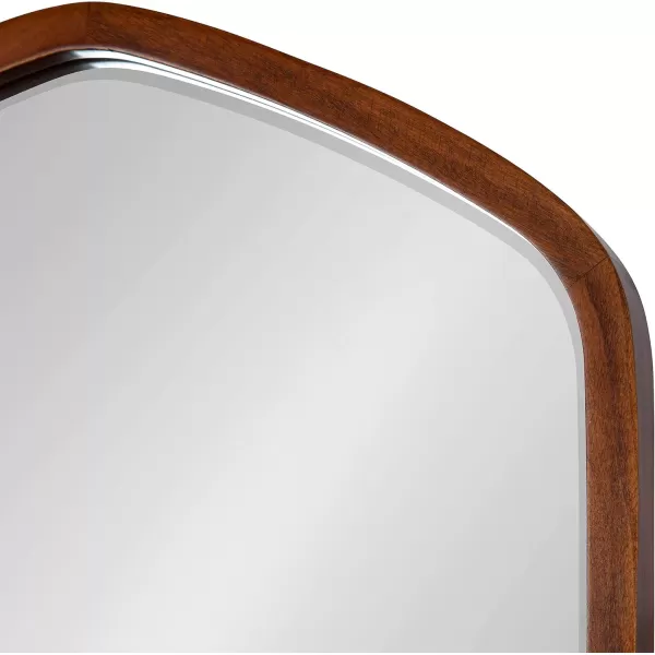 Kate and Laurel McLean Modern Wood Framed Oblong Hexagon Wall Mirror 26 x 30 Walnut Brown Decorative Geometric Mirror for Wall