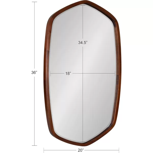 Kate and Laurel McLean Modern Wood Framed Oblong Hexagon Wall Mirror 26 x 30 Walnut Brown Decorative Geometric Mirror for Wall