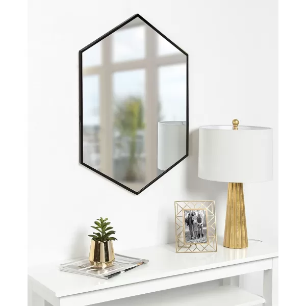 Kate and Laurel McNeer Large Hexagon Metal Wall Mirror 31x22 BlackBlack