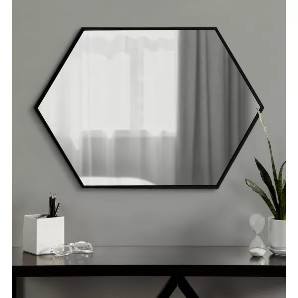 Kate and Laurel McNeer Large Hexagon Metal Wall Mirror 31x22 BlackBlack