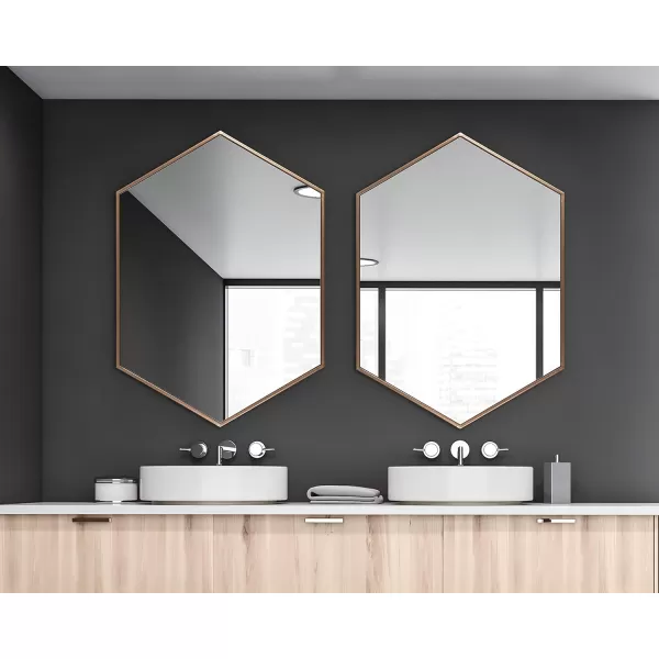 Kate and Laurel McNeer Large Hexagon Metal Wall Mirror 31x22 BlackBronze