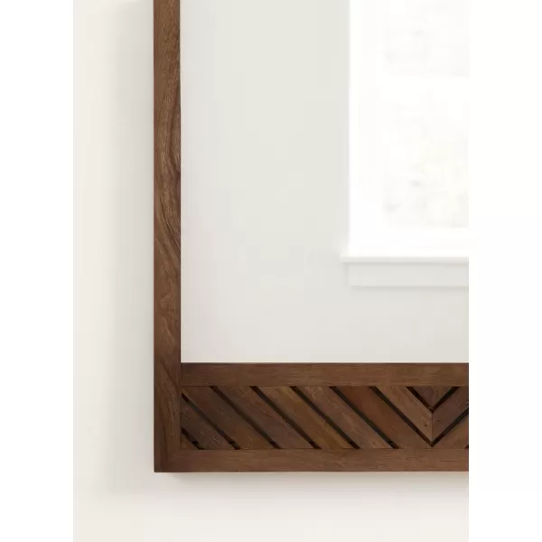 imageKate and Laurel Mezzeta Modern Wooden Chevron Rectangle Wall Mirror 24 x 36 Natural Wood Transitional Herringbone Wood Mirror for Use as Vanity Bathroom Mirror or Rectangular Bedroom Mirror Option