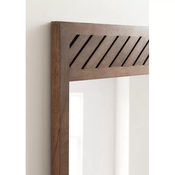 imageKate and Laurel Mezzeta Modern Wooden Chevron Rectangle Wall Mirror 24 x 36 Natural Wood Transitional Herringbone Wood Mirror for Use as Vanity Bathroom Mirror or Rectangular Bedroom Mirror Option