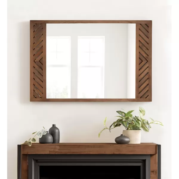 imageKate and Laurel Mezzeta Modern Wooden Chevron Rectangle Wall Mirror 24 x 36 Natural Wood Transitional Herringbone Wood Mirror for Use as Vanity Bathroom Mirror or Rectangular Bedroom Mirror Option