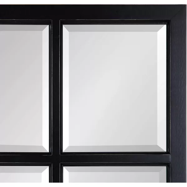 imageKate and Laurel Modern Farmhouse Hogan 9 Windowpane Wood Wall Mirror Distressed Black 26x32Black