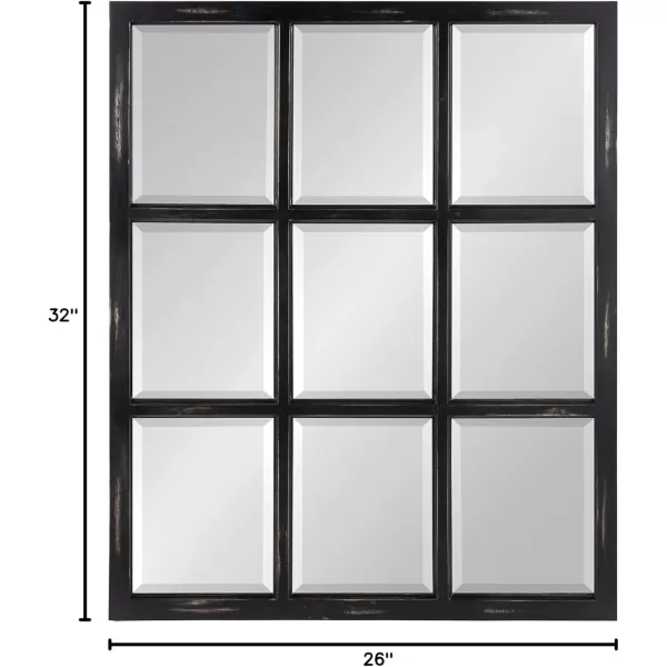 imageKate and Laurel Modern Farmhouse Hogan 9 Windowpane Wood Wall Mirror Distressed Black 26x32Black
