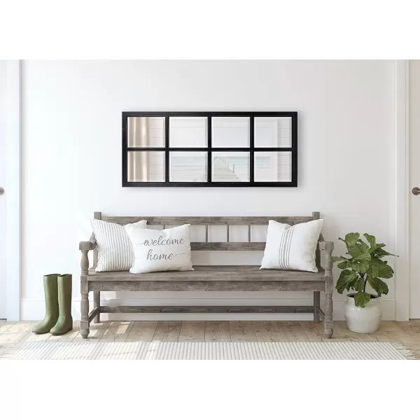 imageKate and Laurel Modern Farmhouse Hogan 9 Windowpane Wood Wall Mirror Distressed Black 26x32Black