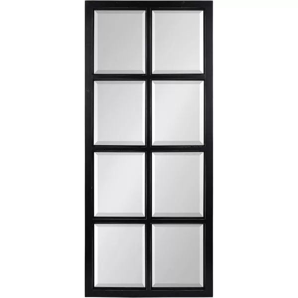 imageKate and Laurel Modern Farmhouse Hogan 9 Windowpane Wood Wall Mirror Distressed Black 26x32Black