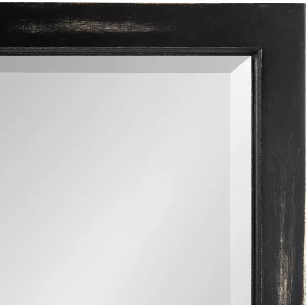imageKate and Laurel Modern Farmhouse Hogan 9 Windowpane Wood Wall Mirror Distressed Black 26x32Black