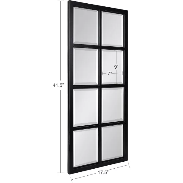 imageKate and Laurel Modern Farmhouse Hogan 9 Windowpane Wood Wall Mirror Distressed Black 26x32Black