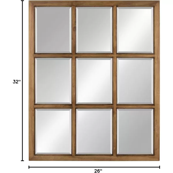 imageKate and Laurel Modern Farmhouse Hogan 9 Windowpane Wood Wall Mirror Distressed Black 26x32Brown