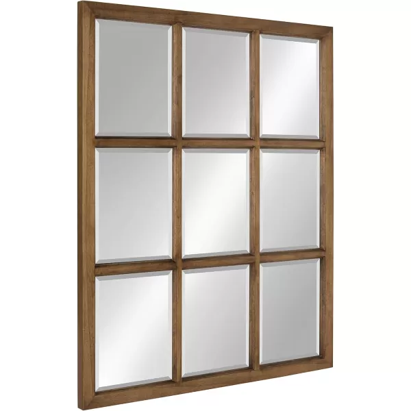 imageKate and Laurel Modern Farmhouse Hogan 9 Windowpane Wood Wall Mirror Distressed Black 26x32Brown