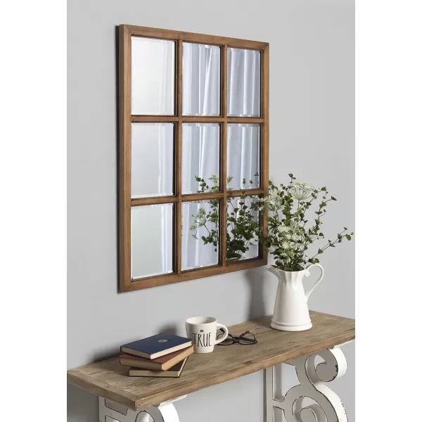 imageKate and Laurel Modern Farmhouse Hogan 9 Windowpane Wood Wall Mirror Distressed Black 26x32Brown