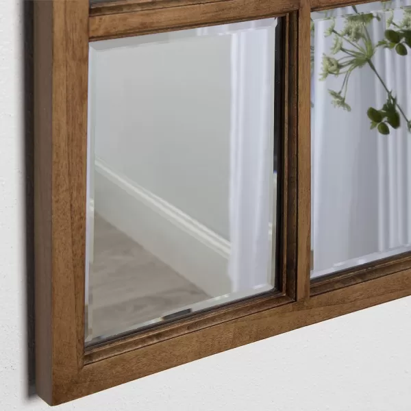 imageKate and Laurel Modern Farmhouse Hogan 9 Windowpane Wood Wall Mirror Distressed Black 26x32Brown
