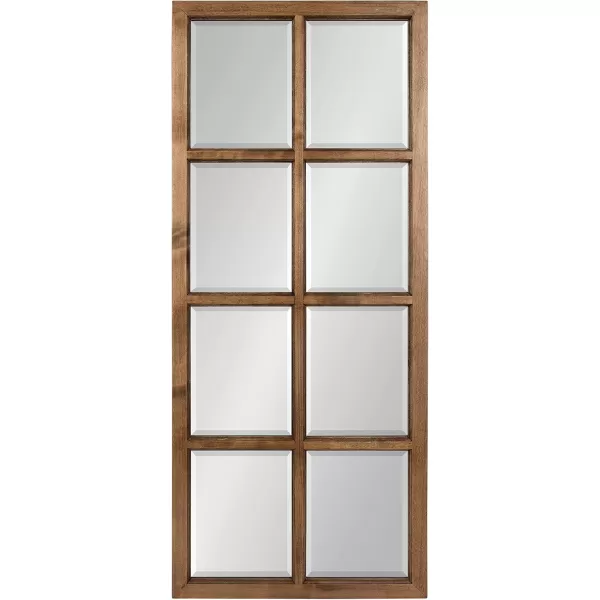 imageKate and Laurel Modern Farmhouse Hogan 9 Windowpane Wood Wall Mirror Distressed Black 26x32Natural
