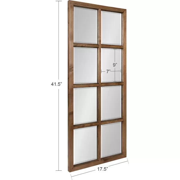 imageKate and Laurel Modern Farmhouse Hogan 9 Windowpane Wood Wall Mirror Distressed Black 26x32Natural