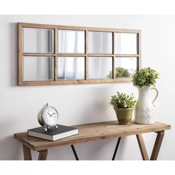 imageKate and Laurel Modern Farmhouse Hogan 9 Windowpane Wood Wall Mirror Distressed Black 26x32Natural