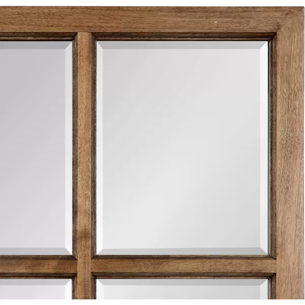 imageKate and Laurel Modern Farmhouse Hogan 9 Windowpane Wood Wall Mirror Distressed Black 26x32Natural