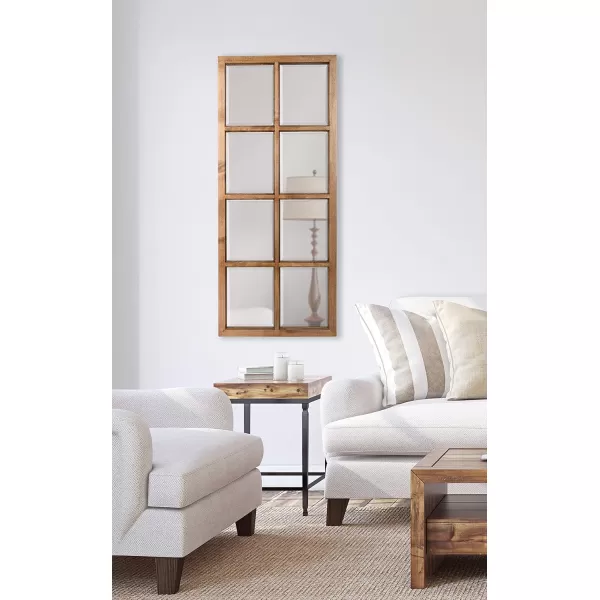 imageKate and Laurel Modern Farmhouse Hogan 9 Windowpane Wood Wall Mirror Distressed Black 26x32Natural