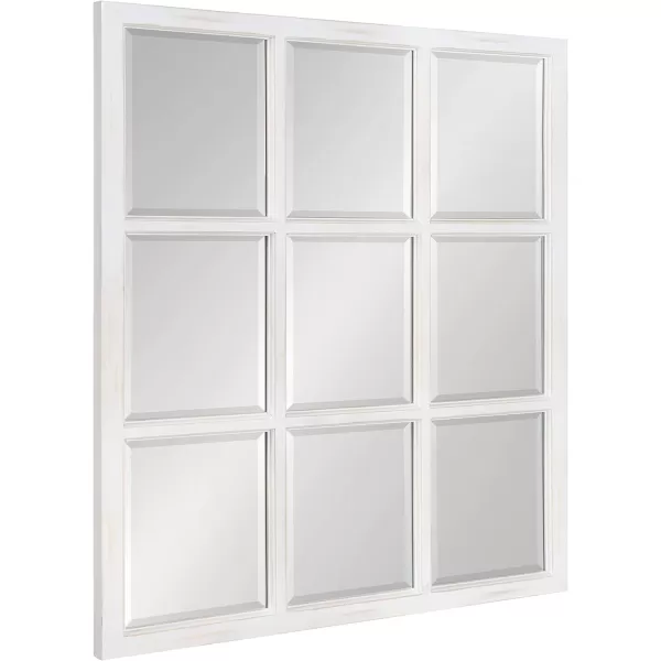 imageKate and Laurel Modern Farmhouse Hogan 9 Windowpane Wood Wall Mirror Distressed Black 26x32White