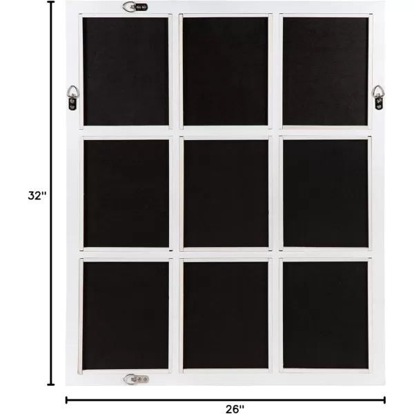 imageKate and Laurel Modern Farmhouse Hogan 9 Windowpane Wood Wall Mirror Distressed Black 26x32White