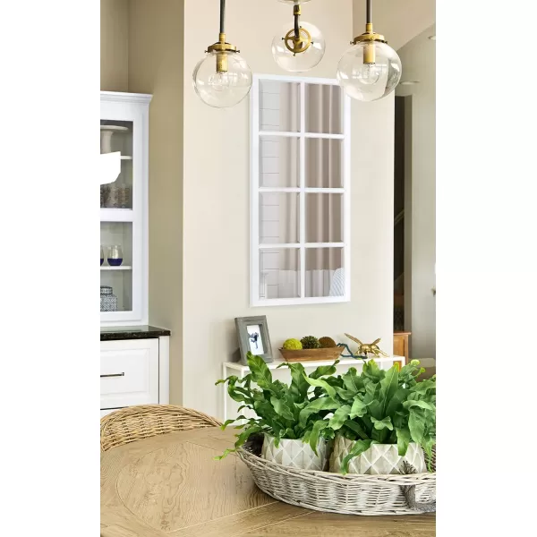 imageKate and Laurel Modern Farmhouse Hogan 9 Windowpane Wood Wall Mirror Distressed Black 26x32White