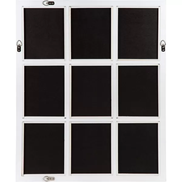 imageKate and Laurel Modern Farmhouse Hogan 9 Windowpane Wood Wall Mirror Distressed Black 26x32White