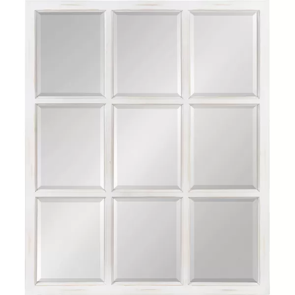 imageKate and Laurel Modern Farmhouse Hogan 9 Windowpane Wood Wall Mirror Distressed Black 26x32White