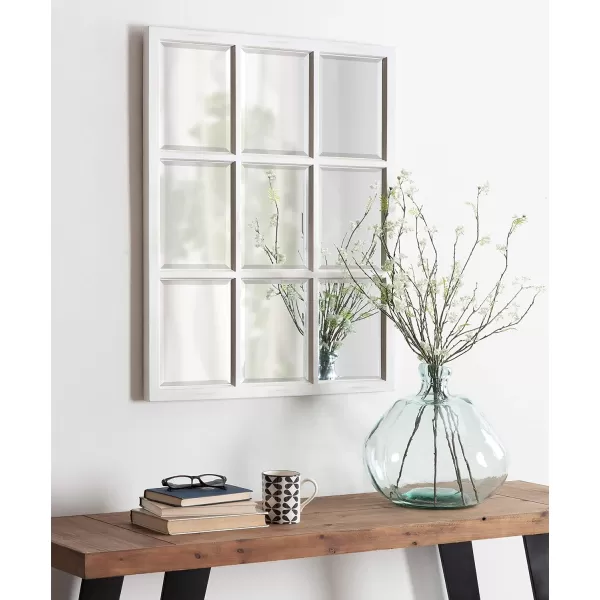 imageKate and Laurel Modern Farmhouse Hogan 9 Windowpane Wood Wall Mirror Distressed Black 26x32White