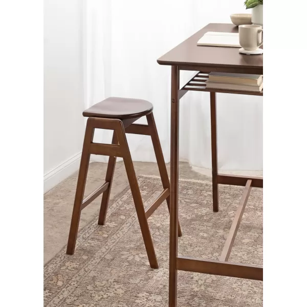 Kate and Laurel Morreau MidCentury Modern Backless Bar Stool 17 x 20 x 29 Walnut Brown CounterHeight Bar Stool for Kitchen Island or Breakfast Bar Counter