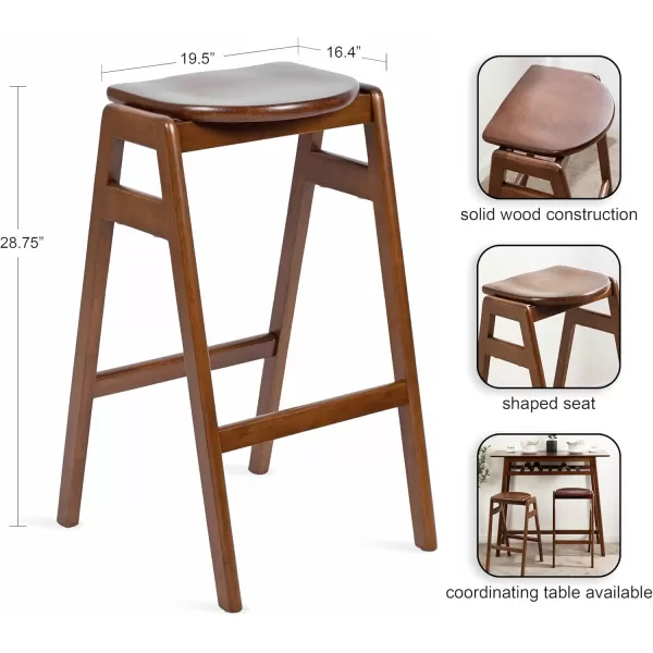 Kate and Laurel Morreau MidCentury Modern Backless Bar Stool 17 x 20 x 29 Walnut Brown CounterHeight Bar Stool for Kitchen Island or Breakfast Bar Counter