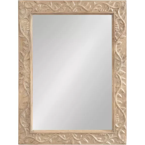 imageKate and Laurel Natesa Boho Rectangle Carved Wood Mirror 24 x 32 Natural Brown Coastal Light Wooden Rectangular Mirror with Carved Detailing for Use as Bathroom Mirror for VanityNatural