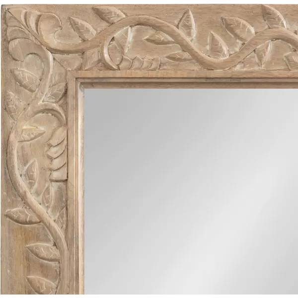 imageKate and Laurel Natesa Boho Rectangle Carved Wood Mirror 24 x 32 Natural Brown Coastal Light Wooden Rectangular Mirror with Carved Detailing for Use as Bathroom Mirror for VanityNatural