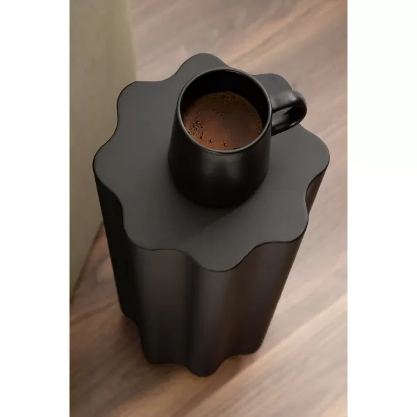 Kate and Laurel Pandey Modern Metal Wavy Drink Table 9 x 9 x 22 Black Curvy Mini Table for Use as a Pedestal Plant Stand Indoors or as a Small Nightstand Option