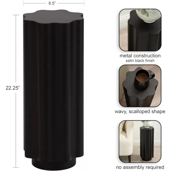 Kate and Laurel Pandey Modern Metal Wavy Drink Table 9 x 9 x 22 Black Curvy Mini Table for Use as a Pedestal Plant Stand Indoors or as a Small Nightstand Option