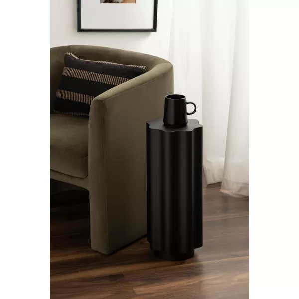 Kate and Laurel Pandey Modern Metal Wavy Drink Table 9 x 9 x 22 Black Curvy Mini Table for Use as a Pedestal Plant Stand Indoors or as a Small Nightstand Option