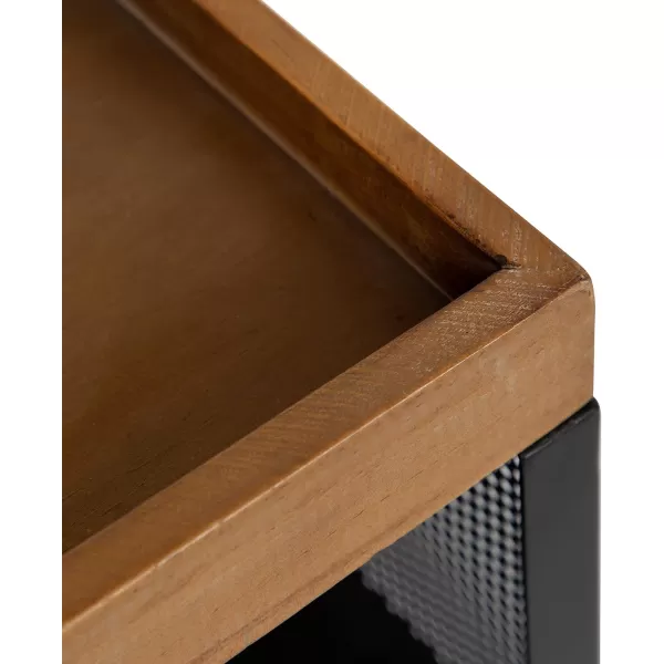 Kate and Laurel Piazza Decorative Slim Storage Cart 18 x 7 x 30 Natural Wood and Black Decorative Narrow Rolling Cart with Locking Wheels and Three Storage Shelves for Kitchen or Laundry RoomNaturalBlack