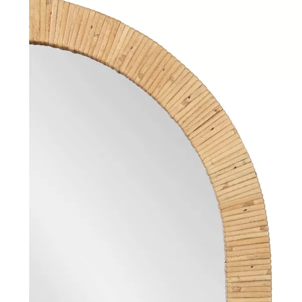 Kate and Laurel Rahfy Boho Arch Rattan Mirror 20x30 Natural Wood Decorative Wooden Mirror with Authentic Rattan Frame for Bohemian Wall DecorNatural