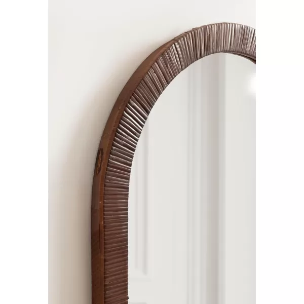 Kate and Laurel Rahfy Boho Arched Rattan Mirror 20 x 30 Brown Decorative Arch Wall Mirror with Authentic Rattan Frame for Vanity Bathroom MirrorBrown