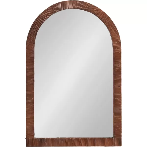 Kate and Laurel Rahfy Boho Arched Rattan Mirror 20 x 30 Brown Decorative Arch Wall Mirror with Authentic Rattan Frame for Vanity Bathroom MirrorBrown