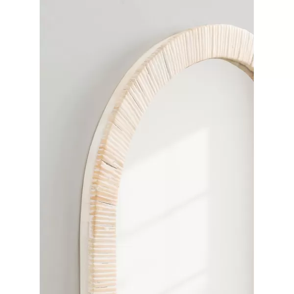 Kate and Laurel Rahfy Boho Arched Rattan Mirror 20 x 30 Brown Decorative Arch Wall Mirror with Authentic Rattan Frame for Vanity Bathroom MirrorWhite