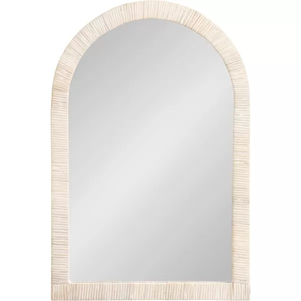 Kate and Laurel Rahfy Boho Arched Rattan Mirror 20 x 30 Brown Decorative Arch Wall Mirror with Authentic Rattan Frame for Vanity Bathroom MirrorWhite