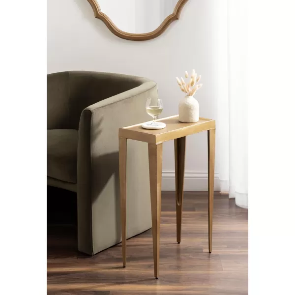 Kate and Laurel Rava Modern Cast Aluminum Metal Narrow Side Table 16 x 8 x 25 Gold Slim Bedroom Nightstand for Use as Bedside Table or Skinny Living Room End Table