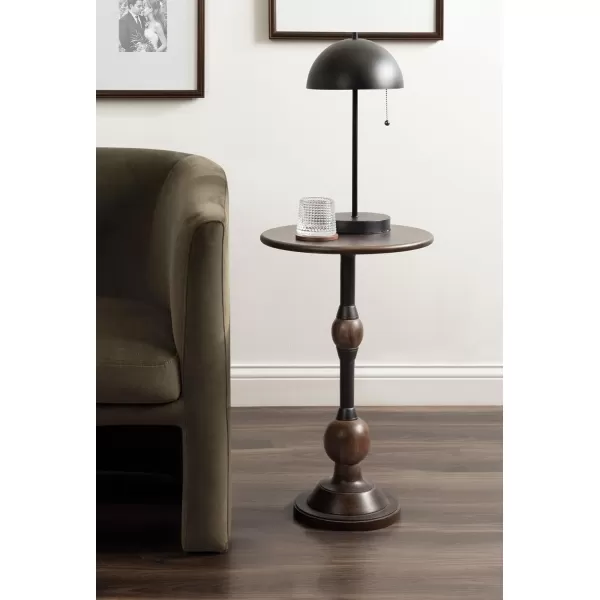 Kate and Laurel Rawlings Traditional Wood and Metal Round Side Table 14 x 24 Dark Brown and Black Vintage Pedestal Table for Use as Living Room End Table Plant Stand or Bedroom Nightstand