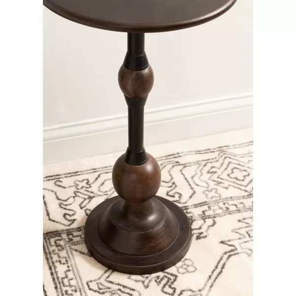 Kate and Laurel Rawlings Traditional Wood and Metal Round Side Table 14 x 24 Dark Brown and Black Vintage Pedestal Table for Use as Living Room End Table Plant Stand or Bedroom Nightstand