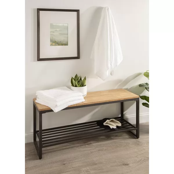 Kate and Laurel Samuels Wood Bench 42x14x20 Rustic BrownBlack