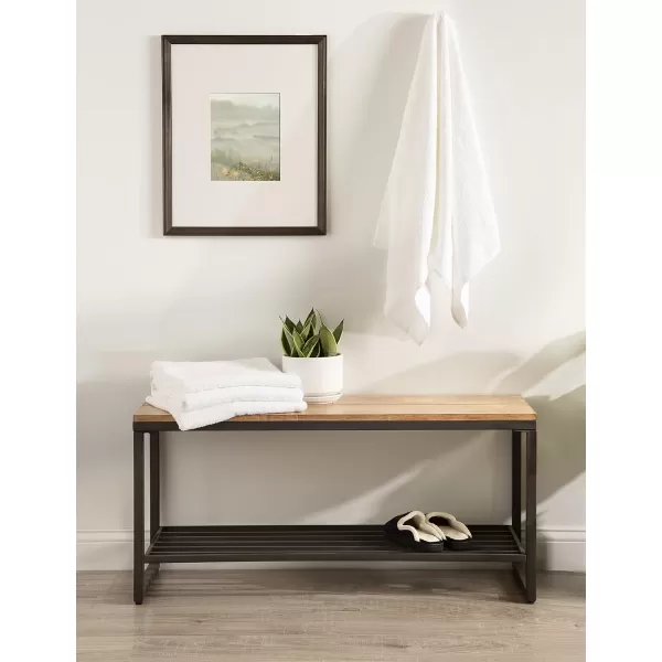 Kate and Laurel Samuels Wood Bench 42x14x20 Rustic BrownBlack