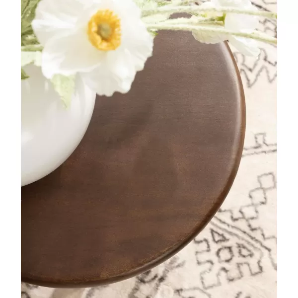 Kate and Laurel Seebeck Modern Wooden Round Side Table 14 x 14 x 20 Black Transitional Wood End Table for Use as Bedroom Nightstand or Living Room Accent TableDark Brown